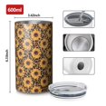 thumbnail image 4 of 20oz Coffee Tumblers Black Leopard Sunflower Pattern Stainless Steel Vacuum Insulated Travel Tumbler Coffee Cups Mug with Lid and Straw with Cleaning Brush for Cold & Hot Drinks, 4 of 5