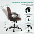 thumbnail image 5 of Mid Back Leather Office Chair Ergonomic Desk Chair Adjustable  Computer Chair  Swivel Task Chair with Padded Armrests, Brown, 5 of 9