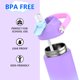 thumbnail image 3 of Ntswasd Botella De Agua Para Niños Con Pajita, Vasos Aislados Para Niños De 18 Oz Con Acero Inoxidable A Prueba De Fugas Para La Escuela, Niños, Niñas, Deportes Y Viajes (Púrpura), 3 of 5