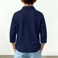 thumbnail image 6 of Sentuca Boys Polo Shirts 3/4 Sleeve Solid Color School Uniform Shirts Turn Down Collar Back to School Kids Top Size 5-6Y Navy, 6 of 8