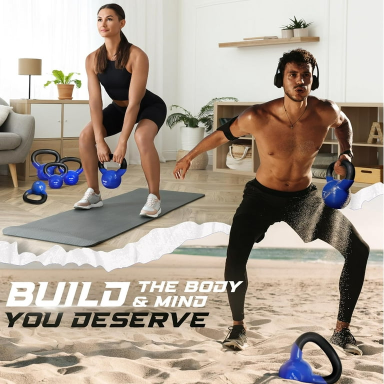 Yes4All 65 lb Heavy Kettlebell Vinyl Coated Cast Iron for Dumbbell Weights Exercises Hand and Heavy Weights Gym Fitness Full Body Workout Equipment Push up Grip and Strength Training Blue Walmart