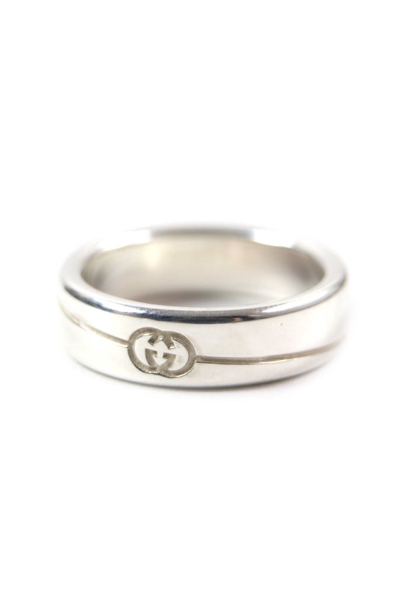 Pre-Owned GUCCI Diagonal Interlocking G Ring (774052), current model, AG925 silver,...