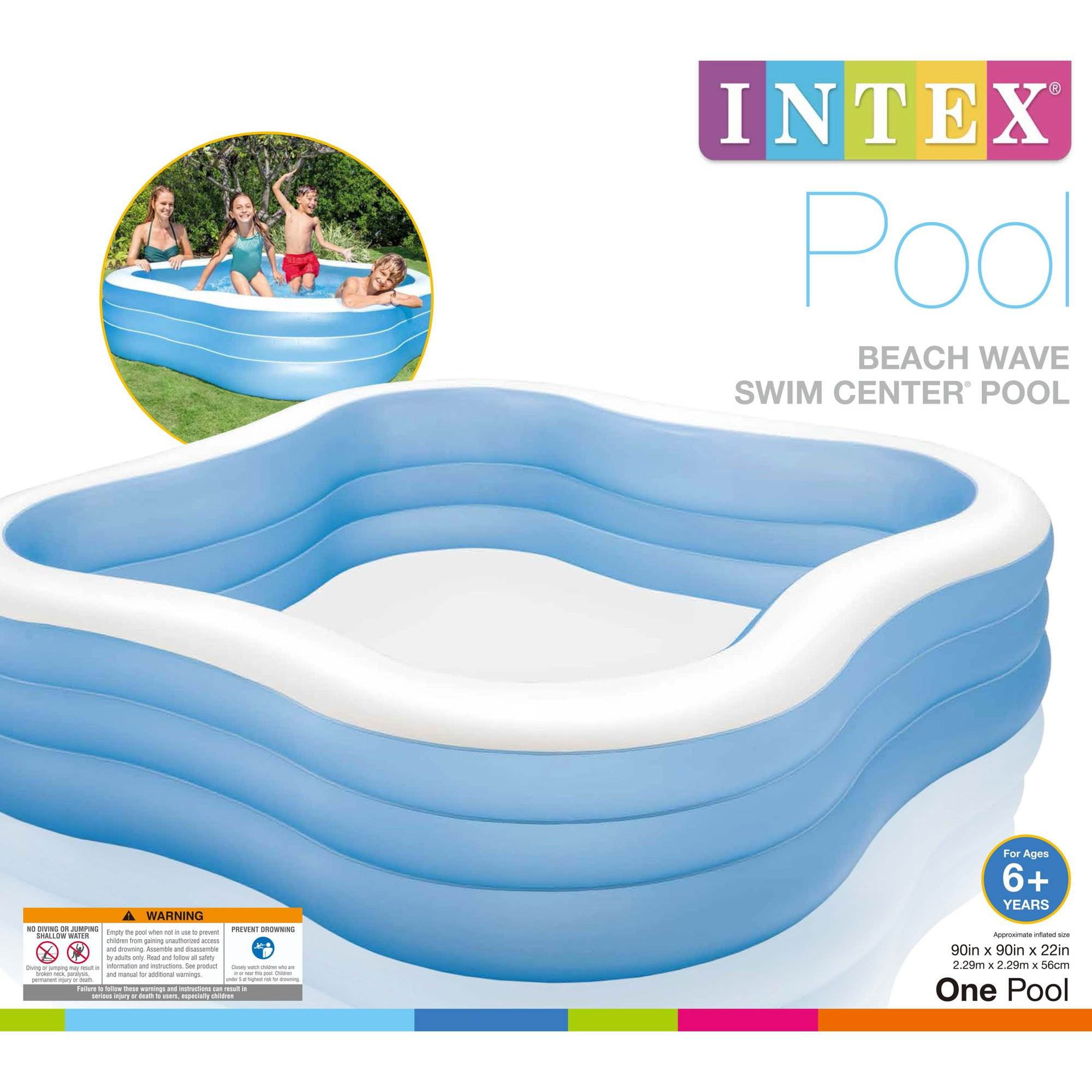 Intex 7.5' x 22" Beach Wave Swim Center Inflatable Swimming Pool