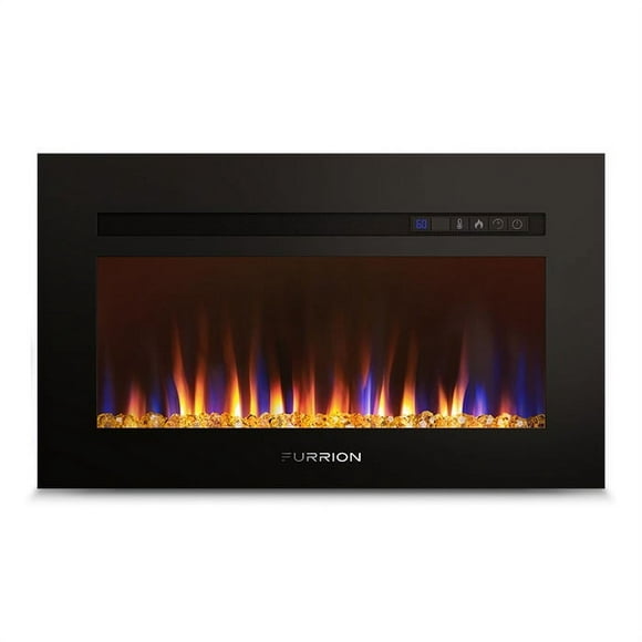 Furrion LLC Fireplace Insert FF30SC15A-BL Electric Fireplace With Crystals; LED Viewing Area; Plug-In Mount; 750 Watt And 1400 Watt Climate Control Settings; Heats Area Up To 500 Square Feet