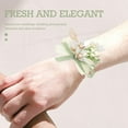 thumbnail image 3 of FENGGUIQU 2Pcs Bridesmaid Flower Bracelet Green Wristband Romantic Corsage for Wedding, 3 of 4