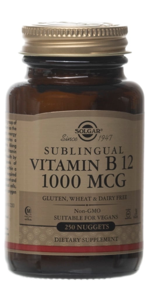 Solgar Vitamin B12 Sublingual -- 1000 Mcg - 250 Nuggets - Walmart.com