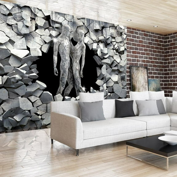 Tiptophomedecor 3D Illusion Peel and Stick Wallpaper Wall Mural - Stone People - Removable Wall Decals