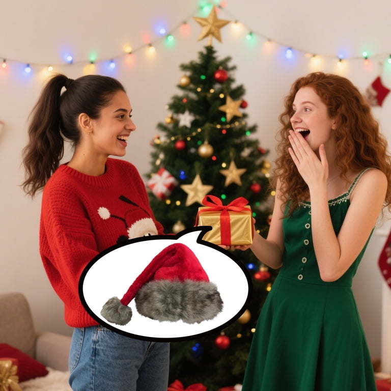 HHBEAUTY Christmas Hat Santa Hats for Adults Unisex Red 