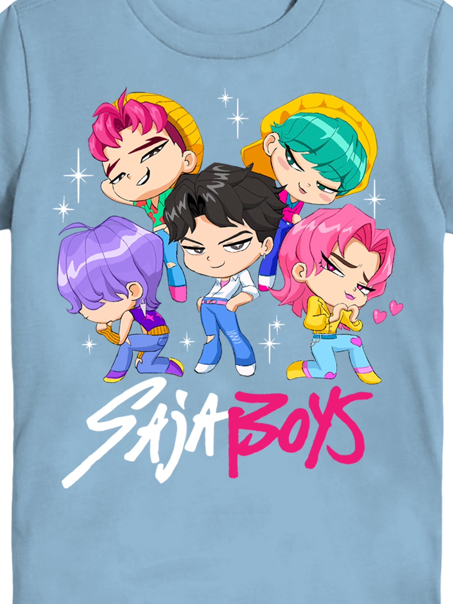 K-Pop Demon Hunters Boys' Graphic 2-Piece Set T-Shirts, Light Blue and Cool Peri, Sizes 4-18