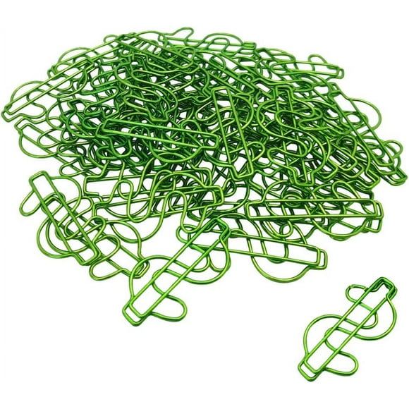 Qucyy UrbanMingle Creative Green Dollar Sign Divided Paper Clip Metal Bookmark Electroplating Office Clip for Home Office School File Organizing 50 Pcs (Green) Green