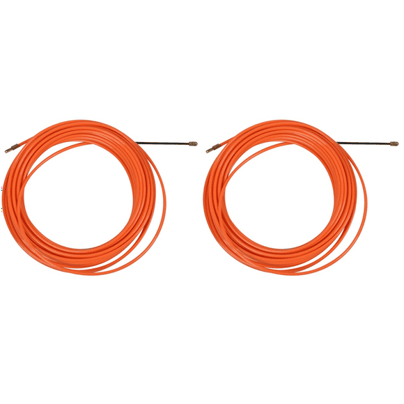 2 Pcs 4mm 15 Meter Orange Guide Device Nylon Electric Cable Push Pullers Duct Snake Rodder Fish Tape Wire