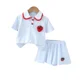 thumbnail image 5 of Conjunto coreano de manga corta de fresa para niña, Polo, pantalones cortos, traje de 2 uds., camisetas bonitas para niño, verano 2025, 2025, 5 of 6