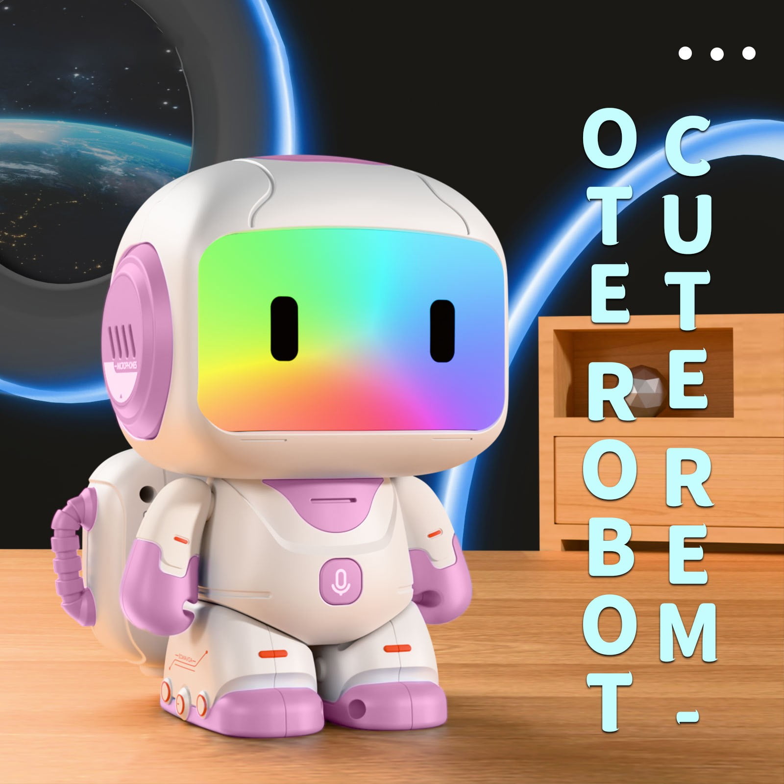 Uutvery Remote Control Intelligent Programming Robot, Electronic Pet Touch Sensor Light-Changing Interactive Toy Gift, 6.3x3.94x3.54 inches