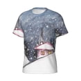thumbnail image 5 of Vsdgher Watercolor Winter Landscape For Christmas Print Men's Dry Fit Mesh Athletic Shirts Moisture Wicking Tennis T-Shirt Tops, 5 of 9