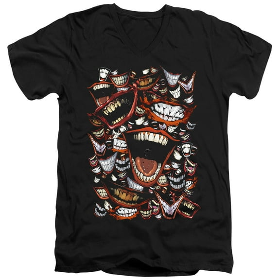 Batman Famous Wretch S/S Adult V-Neck T-Shirt 30/1 T-Shirt Black