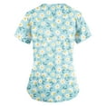 thumbnail image 3 of ADSSDQ Scrub Tops Women Floral Print Scrub Tops Plus Size Stretch Nursing Tops Soft Nurse Uniform Overalls with Pockets Dark Green 3XL, 3 of 3
