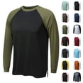 thumbnail image 3 of Fanxing 2025 Deals Men Raglan Pullover Fitness Sweatshirts Lightweight Long Sleeve Shirt Color Block Athletic Tops, 3 of 4