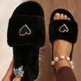 thumbnail image 5 of Vamuko Women's Heart-Shaped House Slippers 2026 Open Toe Fuzzy Slippers Fluffy Flip Flop Slip On Shoes Anti-Slip Flat Sandals Slides Black, 5 of 8
