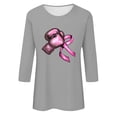 thumbnail image 5 of VKOYWKM Women's 3/4 Sleeve Tops Breast Cancer Awareness Shirts Inspirational Cancer Crew Neck Loose Fit Pink Ribbon Graphic Tee, 5 of 5