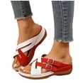 thumbnail image 4 of Women's Orthopedic Adjustable Strap Sandals Comfort Soft Sole Fashion Flat Womens Sandals with Arch Support Red 6(37), 4 of 9