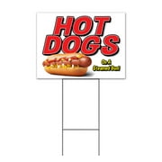 Hot Dogs On A Steamed Bun (18" x 24") Yard Sign, Includes Metal Step Stake