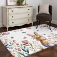 thumbnail image 3 of 3'x5' Area Rugs, Easter Indoor Outdoor Area Rug for Living Room Bedroom, Spring Flowers Wreath Rabbit Budding Florals Washable Bathroom Rugs Kitchen Floor Carpet Mats Home Decor Aesthetic, 3 of 8