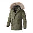 thumbnail image 3 of guisaled Men Winter Jackets Cotton Military Jacket Fleece Lined Thick Warm Work Coats Warm Waterproof Windbreaker Jackets wiht Faux Fur Hood, 3 of 6
