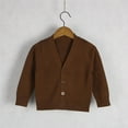 thumbnail image 5 of Dmsael Boys And Girls Sweater Girls Cardigan Sweater Long Sleeve Uniform Cropped Cardigan Casual Kids Cardigan for Little Girls Brown,120, 5 of 6
