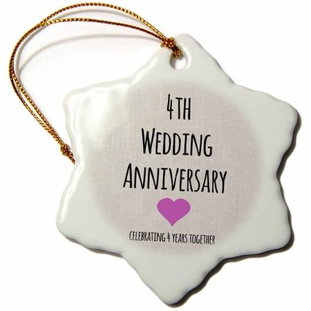 3dRose 4th  Wedding  Anniversary  gift  Linen celebrating 4 