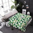 thumbnail image 3 of St Patrick''s Day Green Shamrocks/Clover Throw Blankets, Spring Soft Fleece Blanket Decorative for Home Sofa Couch Chair Living Bedroom,60x80 Inches,, 3 of 6