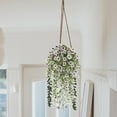 thumbnail image 6 of Artificial Violet Silk Flower Wall Hanging, Rattan Hanging Basket with Green Simulated Flowers, Home Ceiling Decoration, Boho Chic Floral Decor for Indoor Spaces, 6 of 6