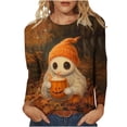 thumbnail image 2 of Ounisa Women's Halloween Print Crew Neck Long Sleeve Top, Soft Casual Pullover with Fun Graphic for Fall Season, 2 of 6