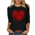 thumbnail image 2 of Dasayo Valentine's Day Ladies Tops Black 3/4 Sleeve Cute Blouses Heart Comfortable Spring Tops Women T Shirts L, 2 of 5