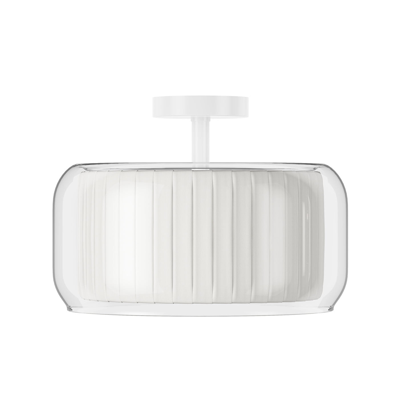 Aiwen Semi Flush Mount Ceiling Light Modern Lighting Off-White Rustic Drum Shape Ceiling Lighting with Clear Glass and Fabric Shade