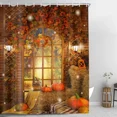 thumbnail image 4 of Pumpkin Fall Shower Curtain Bathroom Set Thanksgiving Harvest Straw Autumn Maple Leaf Fabric Bath Curtian Fall Forest View r, 4 of 7