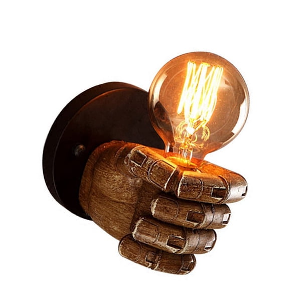 Bewildely 1 pieza creativa Retro E27 LED resina puño lámpara de pared estilo Industrial soporte de luz hogar restaurante decoración Iluminación y accesorios mano izquierda 220v Bewildely HA006891-02B