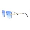 thumbnail image 3 of Luxury Bling Rimless Chain Jewel Arm Rectangle Hustler Gangster Sunglasses Gold - Blue, 3 of 4