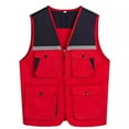 thumbnail image 2 of lcziwo Womens and Mens Maintenance Worker Waistcoat Sleeveless Zip Up Cargo Jackets Outdoor Multi Pockets Hiking Fishing Hunting Vest, Red, XXXL, 2 of 3