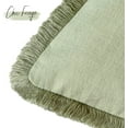 thumbnail image 3 of Set of 2 Decorative Linen Fringe Throw Pillow Covers Boho Farmhouse Cushion Cover with Tassels Soft Accent Pillowcase for Couch Sofa Bed Living Room Home Decor,20×20 Inch,Light Sage Green, 3 of 6