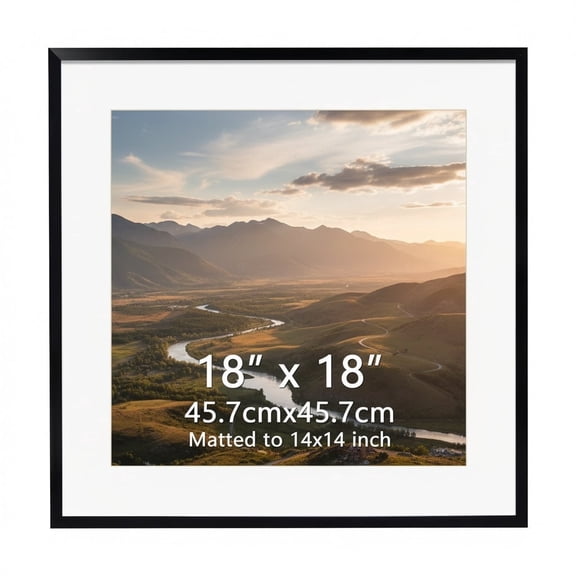 14x14 Black Picture Frame, 1 Pack - 18x18 without Mat / 14x14 with Mat