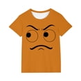 thumbnail image 2 of Blusas y camisas de manga corta con cuello redondo para niños y niñas, color liso, con estampado de expresión linda, manga corta, holgadas y cómodas, blusa para niña, 2 of 5