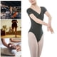 thumbnail image 2 of Malla de ballet con escote en V mediano y manga corta para práctica en el gimnasio para mujer, 2 of 8