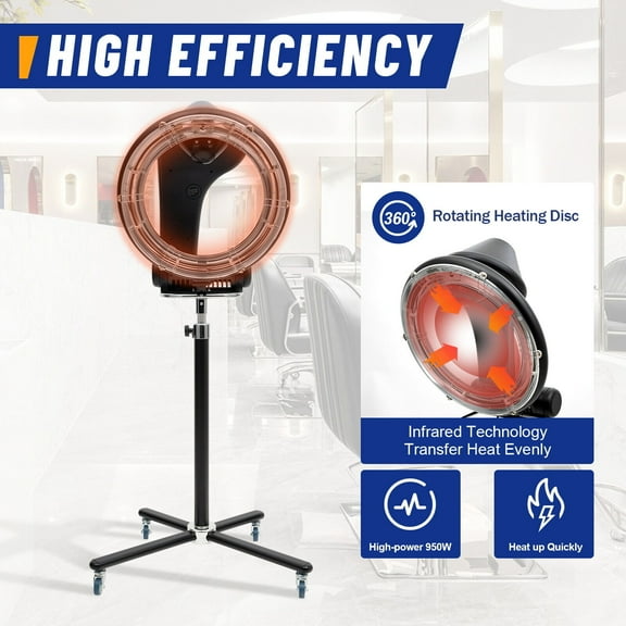 Professional Freestanding Hair Dryer with Infrared Technology – Adjustable Height, High Efficiency, and 360° Rotation for Salon Use
