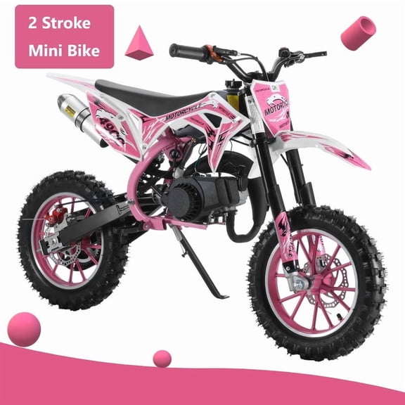 Postuois 49cc Kids Dirt Bike,Toddler Gas Power Motocross Off Road Mini Motorcycle Vehicles Children Pocket Motorbike with Front Rear Disc Brakes Ideal Birthday for 6-12 Boy Girl Pink