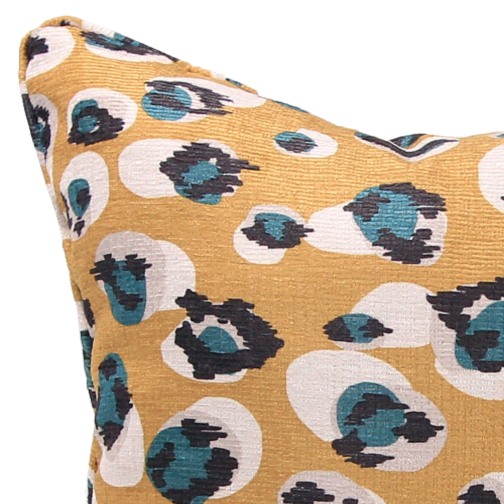 Jordan Manufacturing 18" x 18" Mustard Leopard Animal Square Decorative Throw Pillow with Welt