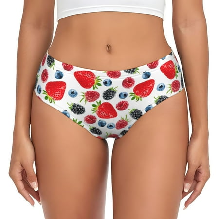 Womens Underwear - strawberry Blueberries No Show Seamless Underwear for Women  Stretch Women s Panties  Hipster Soft Comfort Ladies Panties Bikini Underwear Briefs