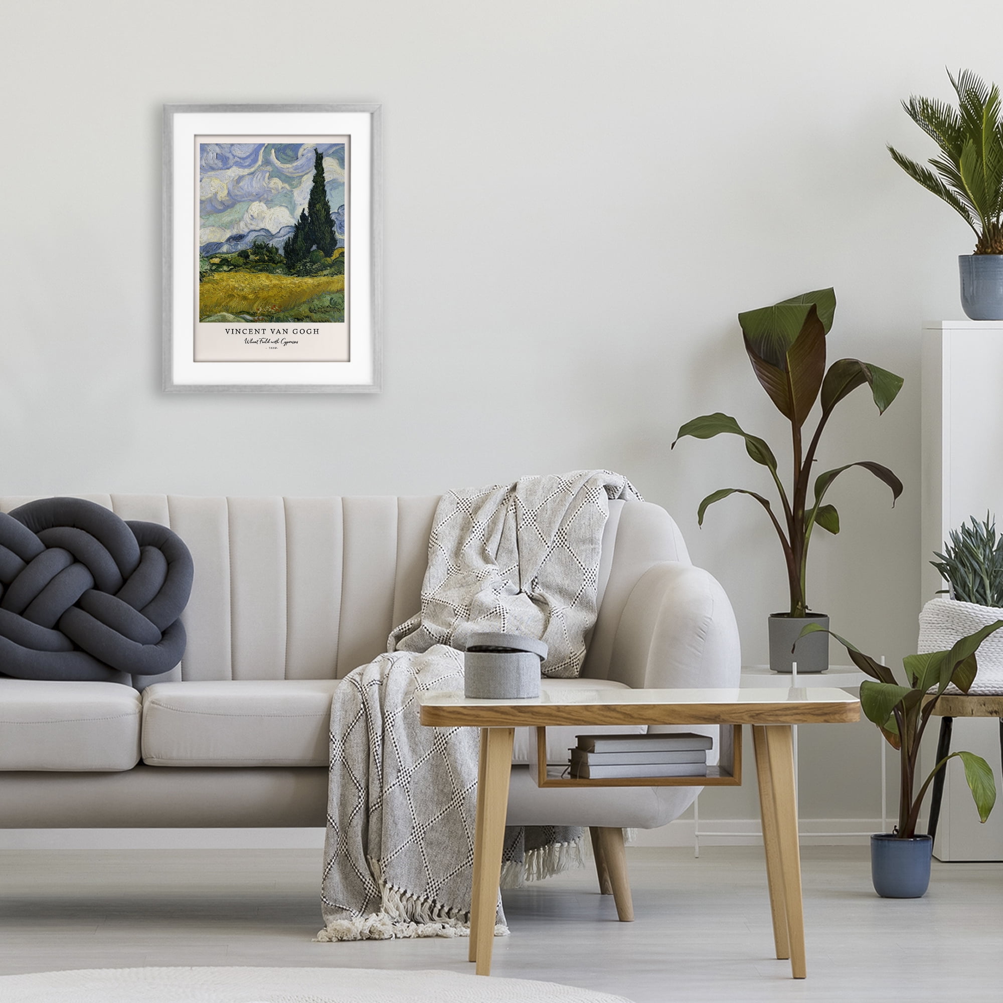 Stupell Industries Classic Wheat Fields with Cypresses Gray Framed Print Under Glass, design by Vintage Hustle
