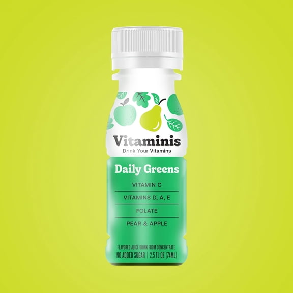Vitamini's Daily Greens Supplement with Leafy Greens & Fruit Extracts for Daily Nutrition, 2.5 fl oz, 4 Count