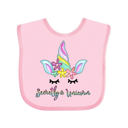 

Inktastic Secretly a Unicorn flowers and horn Gift Baby Boy or Baby Girl Bib
