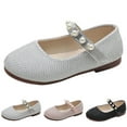 thumbnail image 4 of Rovga Girls Shoes Fashion New Pattern Solid Color Pearl Decoration Cute Fashionable Flat Sandals Bottom Lightweight Shoes Comfortable Kid Daiy Feetwear Silver 5-5.5 Years, 4 of 9